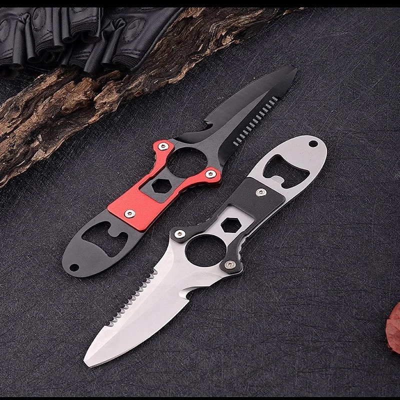 Tech Diving Accessories - Multifunktionales Messer aus Edelstahl, Tauchwerkzeug, Wasserrettungs-Seilschneider,